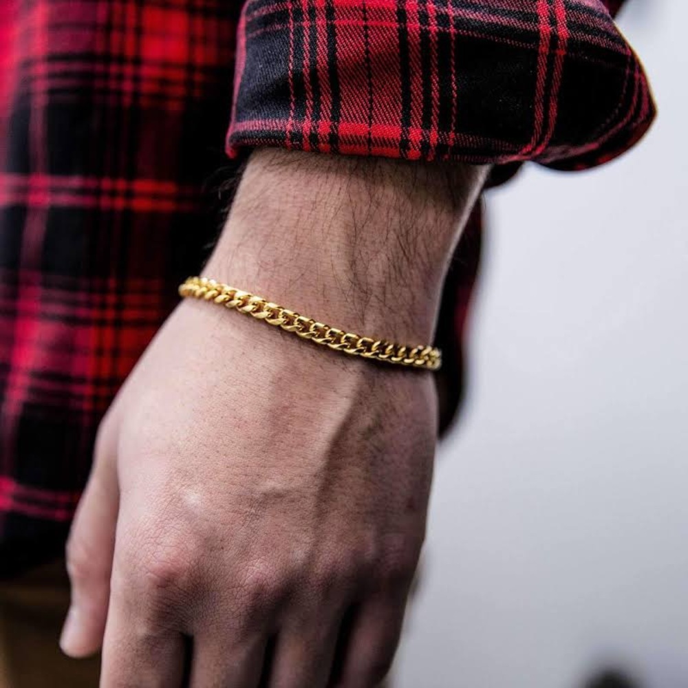 6mm 18k gold plated Cuban link bracelet